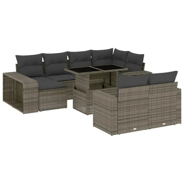 Zestaw mebli ogrodowych modułowych szary rattan PE 62 x 62 x 69 cm