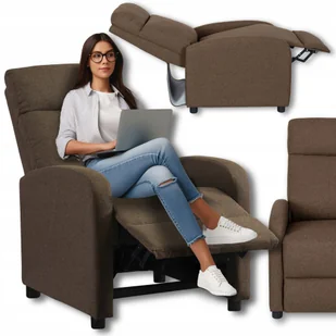 Fotel Rozkładany Do Spania Wypoczynkowy Do Salonu Danny Brązowy - Fotele - miniaturka - grafika 1