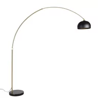 Lampy stojące - QAZQA Lampa podłogowa łuk złota podstawa marmurowa czarna klosz czarny 33cm - XXL - miniaturka - grafika 1