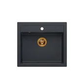 Zlewozmywaki - QUADRON Zlewozmywak BILL 110 black diamond/elementy miedziane HCQB6054U8_PVDC1 - miniaturka - grafika 1