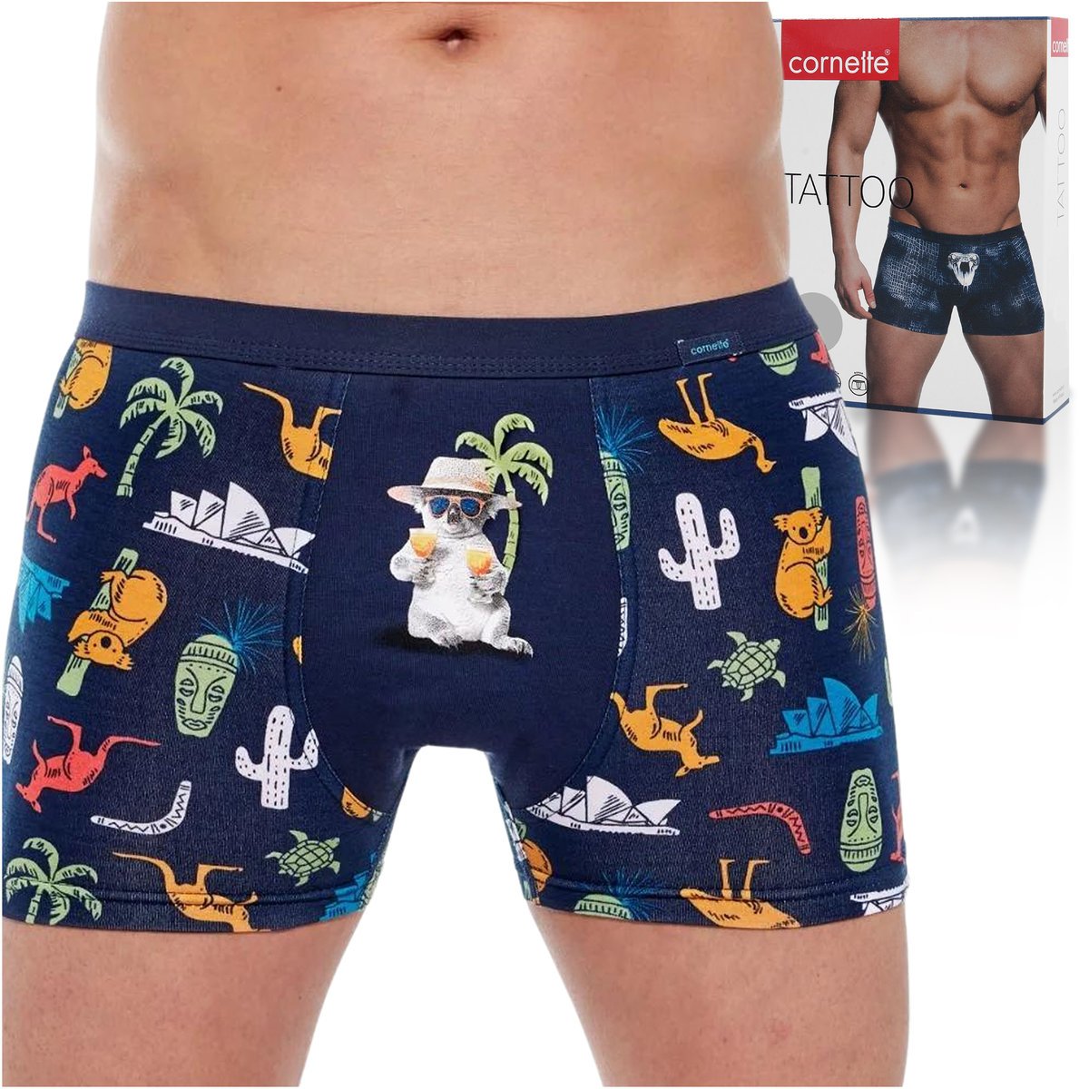 CORNETTE Bokserki Męskie TATTOO 280/229 Bawełniane KOALA Rozmiar M
