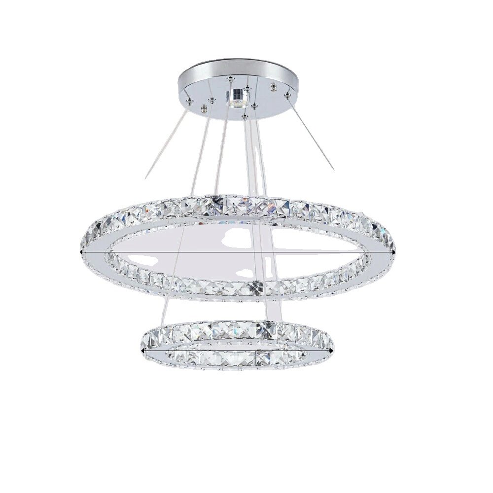 Nowoczesny żyrandol kryształowy LED, stal nierdzewna 50x30cm, energooszczędny, zimna biel