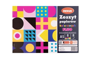 ZESZYT papierów kolorowych FLUO A5/8k. REXUS - Szkolne artykuły papiernicze - miniaturka - grafika 1