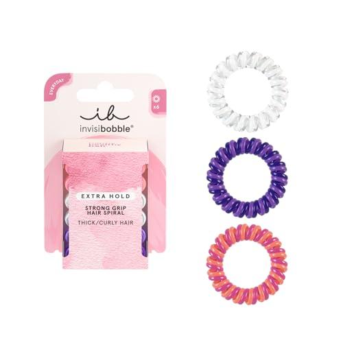 invisibobble Oryginalna gumka do włosów EXTRA CARE Twirl Boss | zestaw spiralnych gumek do włosów w kolorze fioletowym i czerwonym, wyjątkowo delikatne dla włosów, przeciw łamaniu się i rozdwajaniu
