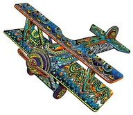 Puzzle - Puzzle drewniane / kolorowe - Dwupłatowiec - miniaturka - grafika 1