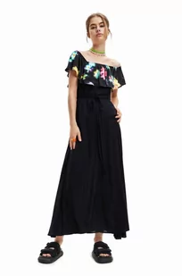Desigual sukienka kolor czarny midi rozkloszowana - Sukienki - miniaturka - grafika 1
