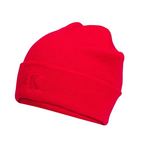 Czapka zimowa Calvin Klein CK Logo Beanie Czerwona - LZ04D8076G-VMT