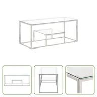 Ławy i stoliki kawowe - Srebrny stolik kawowy Living Store ze stali nierdzewnej i szkła hartowanego - miniaturka - grafika 1