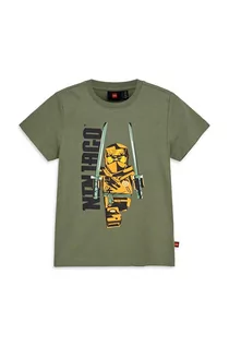 Koszulki dla chłopców - Lego t-shirt bawełniany dziecięcy kolor zielony gładki - grafika 1