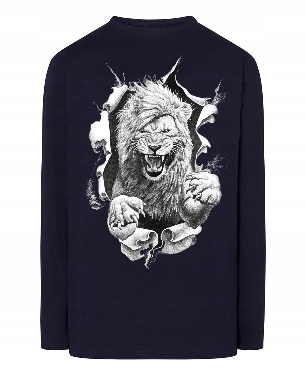 Longsleeve męski nadruk Dziki Lew r.3XL