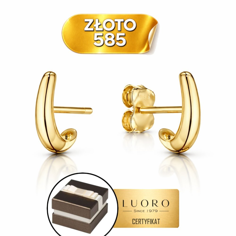 KOLCZYKI ZŁOTE 585 14K ŁUK ŻÓŁTEGO ZŁOTA DELIKATNE SZTYFT 0,9 CM