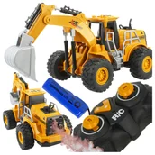 Zabawki zdalnie sterowane - Zdalnie sterowana koparka R/C z efektem dymu LED Świeci Z1095 - miniaturka - grafika 1