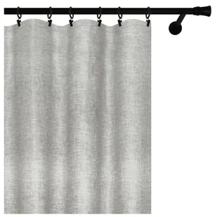 Voppi Zasłona z uniwersalną taśmą marszczącą 140 x 260 cm szara zasłona z lnianym wzorem półzaciemniająca - Zasłony - miniaturka - grafika 1