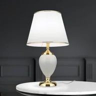Lampy stojące - ORION Lampa stołowa Ovum, kolor biały/złoty, wysokość 48 cm, ceramika/chintz - miniaturka - grafika 1
