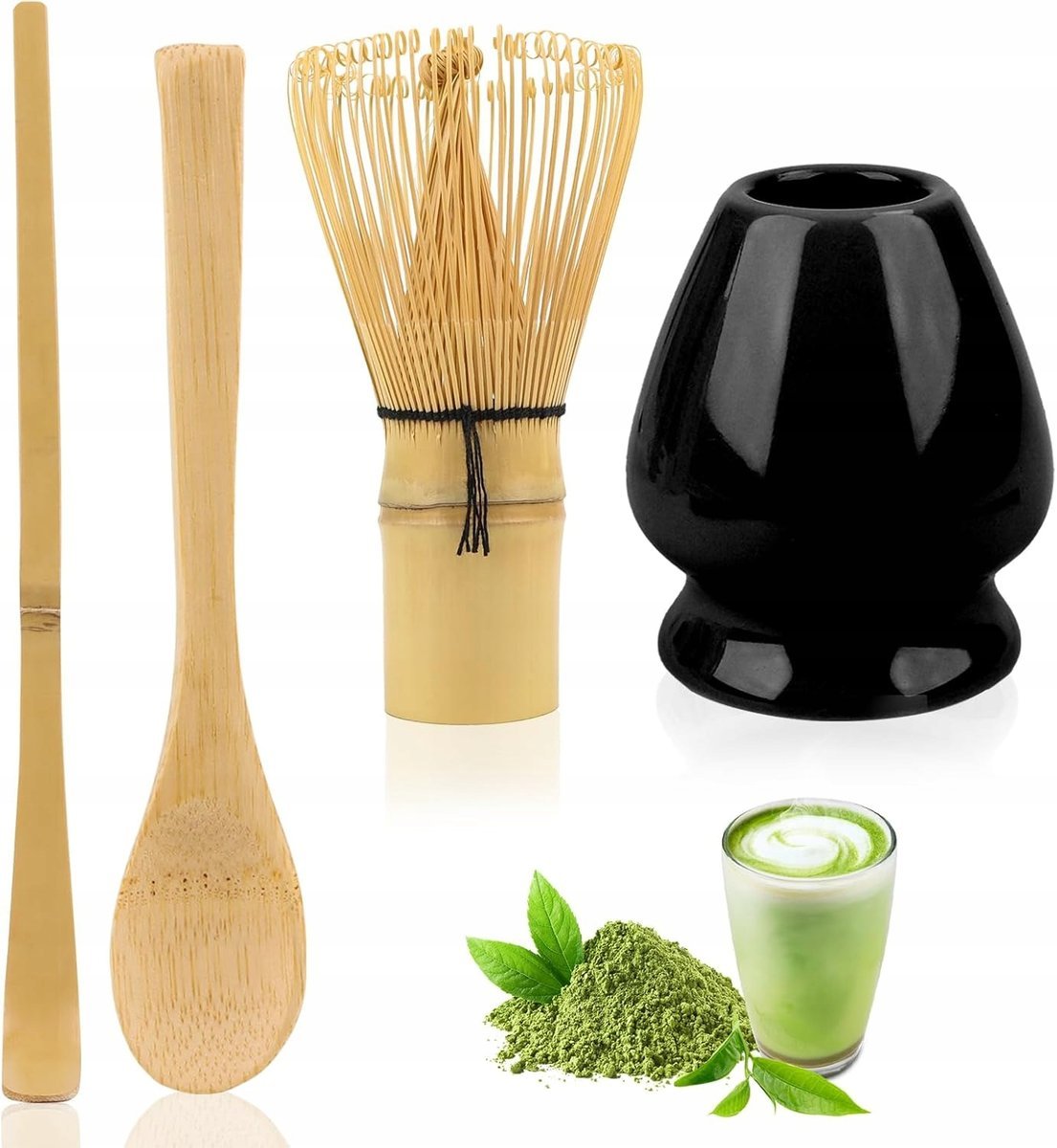 ZESTAW DO ROBIENIA MATCHY BAMBUSOWA TRZEPECZKA PRZECHOWYWANIE PREZENT