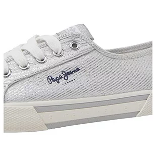 Pepe Jeans Damskie trampki Brady Party W, Srebrny, 36 EU - Trampki damskie - miniaturka - grafika 1