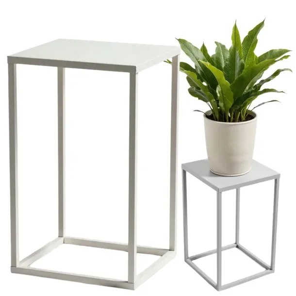 Kwietnik Metalowy Stojący Stojak Na Kwiaty Biały 40 Cm Loft Produkt Polski