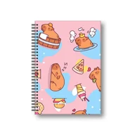 Zeszyty szkolne - Penmate Brulion A5 w twardej oprawie w spirali Kapibara Food kratka 80 kartek - miniaturka - grafika 1