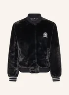 Kurtki damskie - Tommy Hilfiger Kurtka Studencka Z Sztucznego Futra schwarz - miniaturka - grafika 1