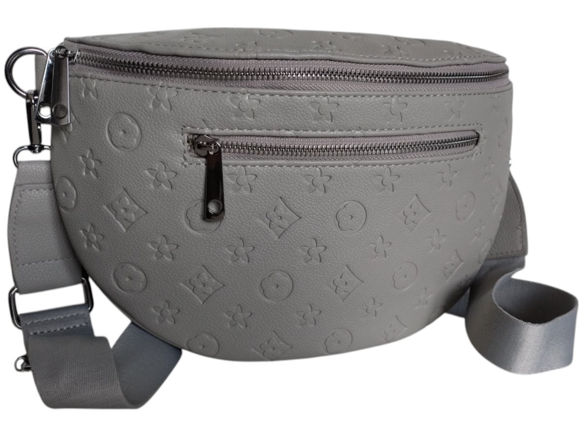 Nerka Damska Na Ramię, Szara Torebka Damska, Saszetka Na Szerokim Pasku