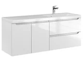 Szafki łazienkowe - Szafka Wisząca Z Umywalką ETH 120 cm DS Prawa - Biały Wysoki Połysk - miniaturka - grafika 1