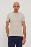 Koszulki męskie - Polo Ralph Lauren T-shirt 710671438203 męski kolor beżowy gładki - miniaturka - grafika 1