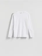 Koszulki męskie - Reserved - Bawełniany longsleeve - biały - miniaturka - grafika 1