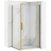 Kabiny prysznicowe - Rea Złota szczotkowana kabina prysznicowa narożna uchylna 100x80 Rapid Swing - miniaturka - grafika 1