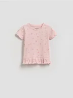 Bluzki dla niemowląt - Reserved - T-shirt z falbanką - pastelowy róż - miniaturka - grafika 1