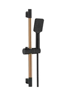 Zestawy prysznicowe - Invena ZESTAW NATRYSKOWY 67,8 cm, wąż 150 cm czarny mat/różowe złoto-miedź MIDNIGHT AU-35-014 - miniaturka - grafika 1