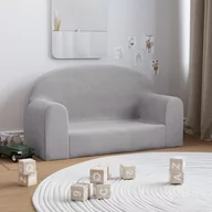 Sofy i kanapy - Lumarko 2-os. sofa dla dzieci, jasnoszara, miękki plusz - miniaturka - grafika 1