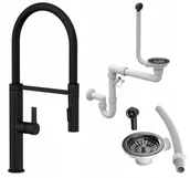 Baterie kuchenne - Full Czarna Bateria Kuchenna + Syfon Czarny - miniaturka - grafika 1