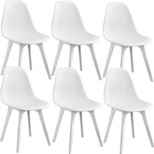 [en.casa] 6x Krzesło Design 83 x 54 x 48 cm Białe krzesło do jadalni z tworzywa sztucznego w stylu skandynawskim z ochraniaczem na podłogę - Krzesła - miniaturka - grafika 1