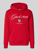 Bluzy męskie - Bluza z kapturem, wyhaftowanym logo i kieszenią kangurką - miniaturka - grafika 1