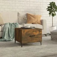 Ławy i stoliki kawowe - vidaXL Stolik kawowy z metalowymi nogami dąb wędzony 50x50x40 cm - Stolik kawowy - Stoliki kawowe - Stolik boczny - Stolik akcentujący - miniaturka - grafika 1