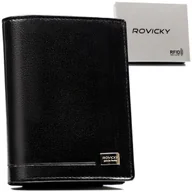 Portfele - ROVICKY Męski portfel bez zapięcia pionowy duży ze skóry naturalnej czarny elegancki na prezent rozbudowany na karty antykradzieżowy ochrona RFID - miniaturka - grafika 1