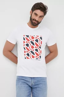 Koszulki męskie - Pepe Jeans t-shirt bawełniany AGIN kolor biały z nadrukiem - grafika 1