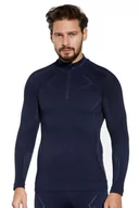 Bluzy sportowe męskie - Bluza termoaktywna męska Brubeck Extreme Merino LS16100 granatowy - miniaturka - grafika 1