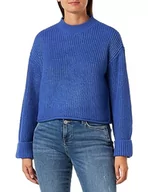 Swetry damskie - Bestseller A/S Damski sweter VMSAYLA FOLD LS O-Neck Boo, Beaucoup Blue, M, Beaucoup Blue, M - miniaturka - grafika 1
