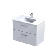 Szafki łazienkowe - Szafka łazienkowa z umywalką Oristo Geo 80 cm biały połysk KI01-ZD2S-80-1 - miniaturka - grafika 1