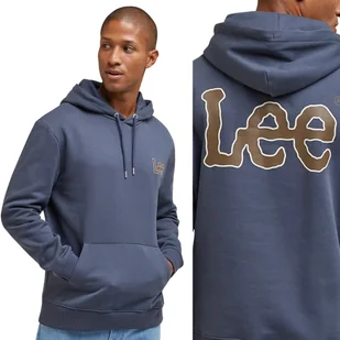 Lee CORE HOODIE Dusty Navy NIEBIESKA BLUZA Z KAPTUREM KANGURKA REGULAR L - Bluzy męskie - miniaturka - grafika 1