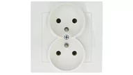 Gniazdka elektryczne - LEDart podwójne z uziemieniem, z ramką - Ospel As GP-2GZ/27, kolor ecru, 16A/250V - miniaturka - grafika 1