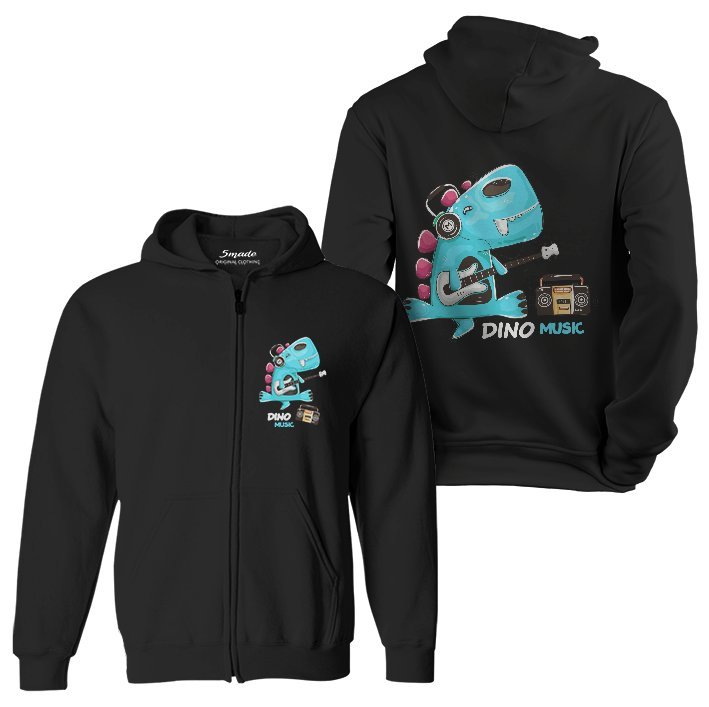 Bluza dziecięca rozpinana z kapturem muzykalny dinozaur 128 5made