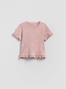 Reserved - Bawełniany t-shirt z nadrukiem - pastelowy róż - Bluzki dla niemowląt - miniaturka - grafika 1