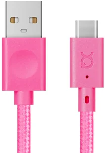 Xqisit Cotton Cable USB C 3.0-USB A różowy 30122 - Kable USB - miniaturka - grafika 1