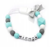 Akcesoria do smoczków - Silikonowa zawieszka z imieniem MICHAŁ dla niego - miniaturka - grafika 1