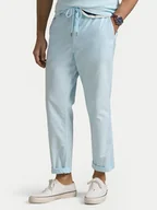 Spodnie męskie - Polo Ralph Lauren Spodnie materiałowe 710958589005 Błękitny Classic Fit - miniaturka - grafika 1