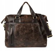 Torby męskie - Torba Męska Skórzana Duża Na Ramie A4 Skóra Naturalna Vintage Brązowa - miniaturka - grafika 1