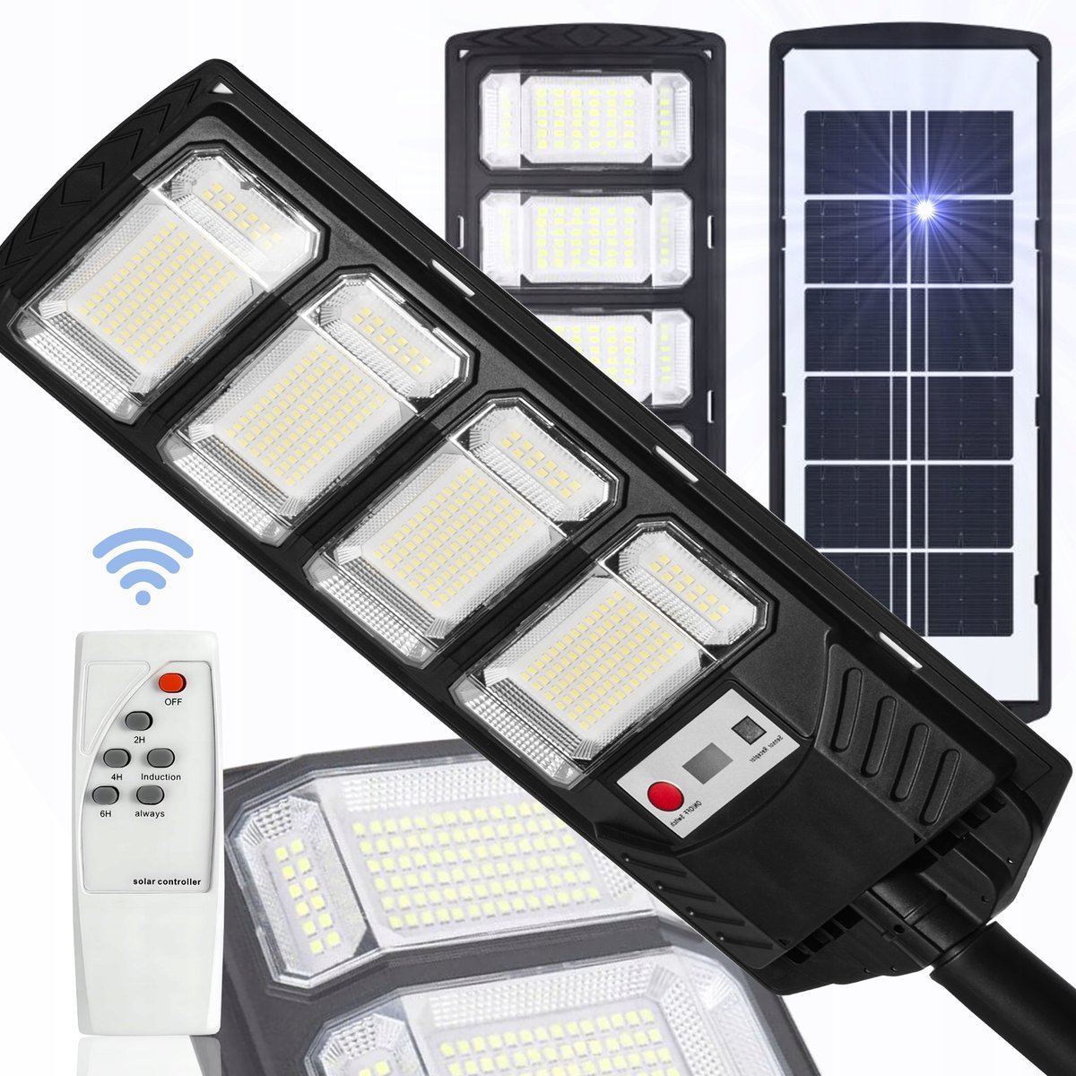 LAMPA SOLARNA ULICZNA LED 1600W CZUJNIK RUCHU I ZMIERZCHU + PILOT IP65 ZEWN