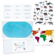 Mały naukowiec - Mata edukacyjna Montessori mapa, kafelki zwierzęta świata, kontynenty z filcu, PL EN / MatyMontessori - miniaturka - grafika 1